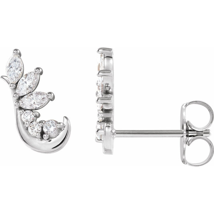natural diamond climber earrings in 14k White Gold
