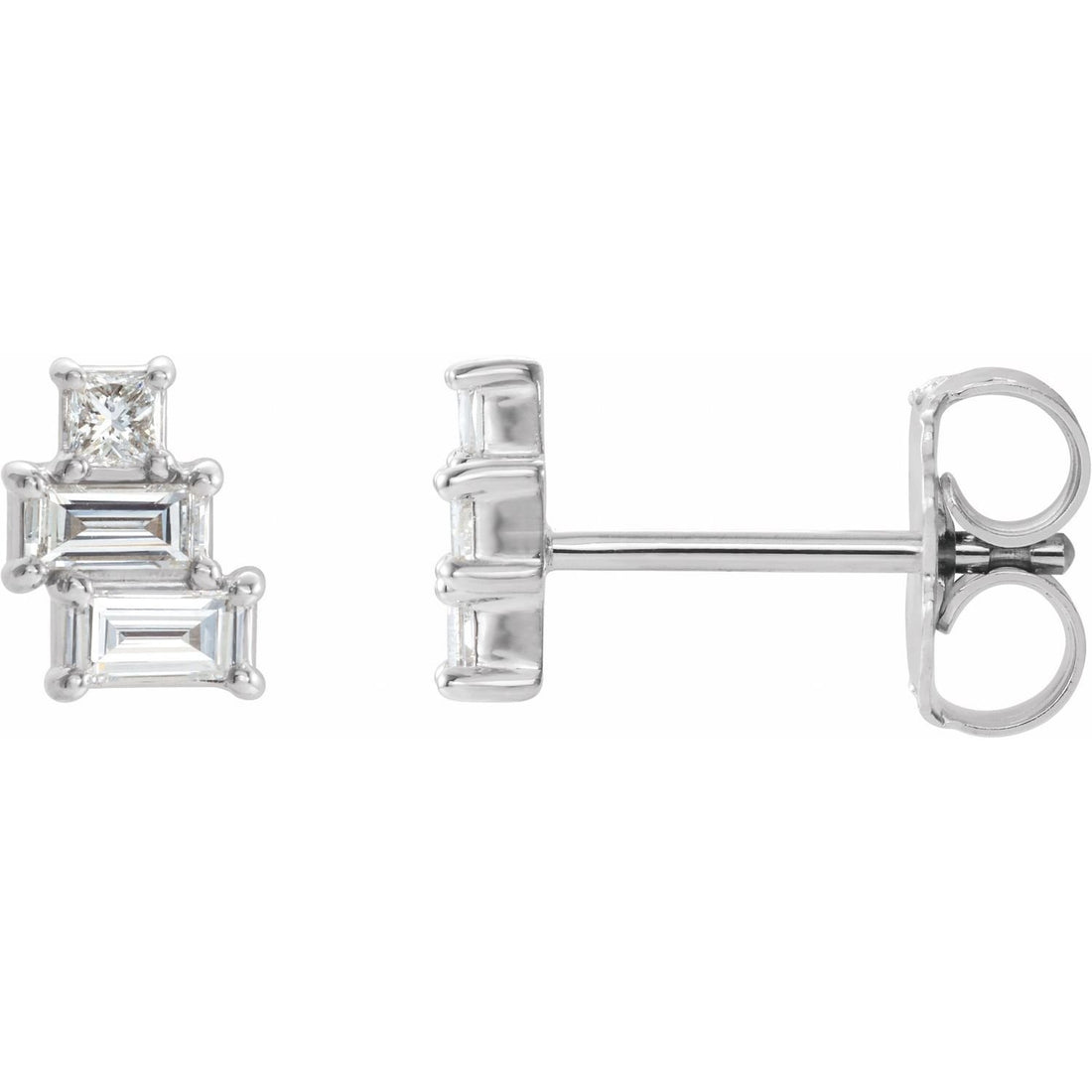 natural diamond cluster earrings in 14k White Gold