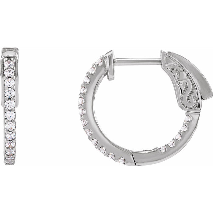 natural diamond hoop earrings in 14k White Gold