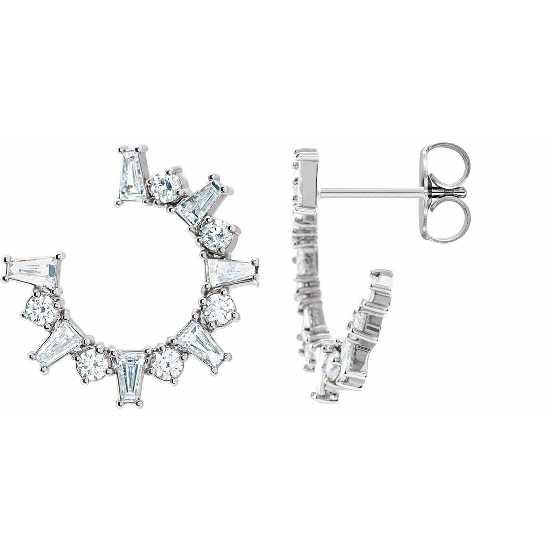 natural diamond hoop earrings in 14k White Gold