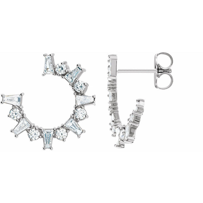 natural diamond hoop earrings in 14k White Gold