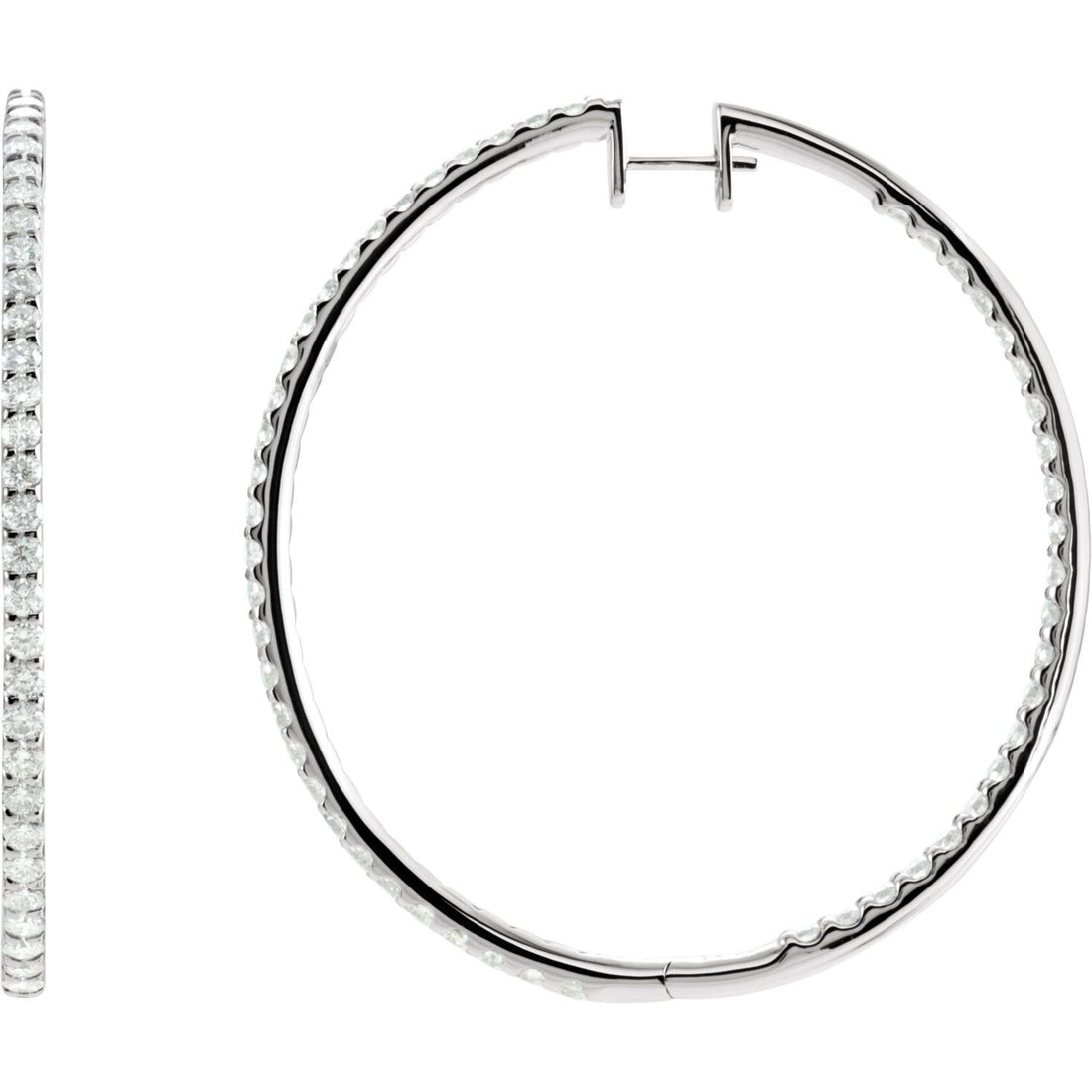 natural diamond hoop earrings in 14k White Gold