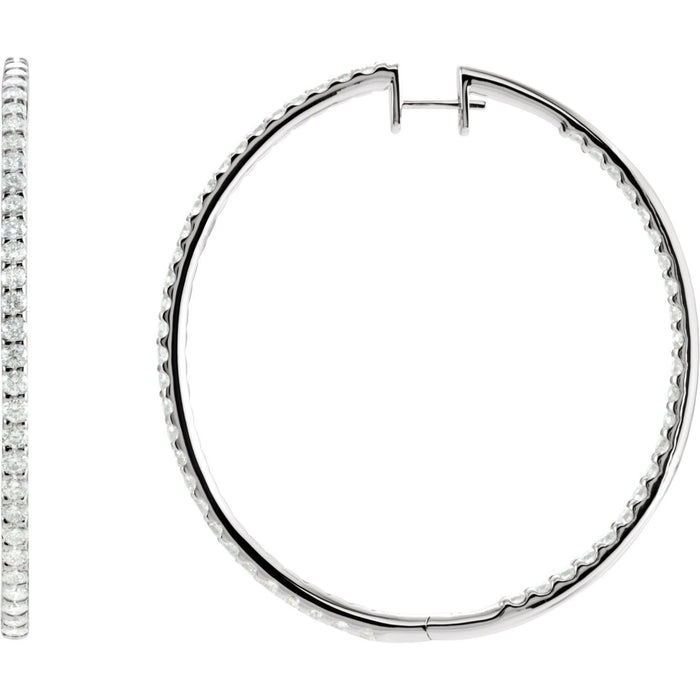 natural diamond hoop earrings in 14k White Gold