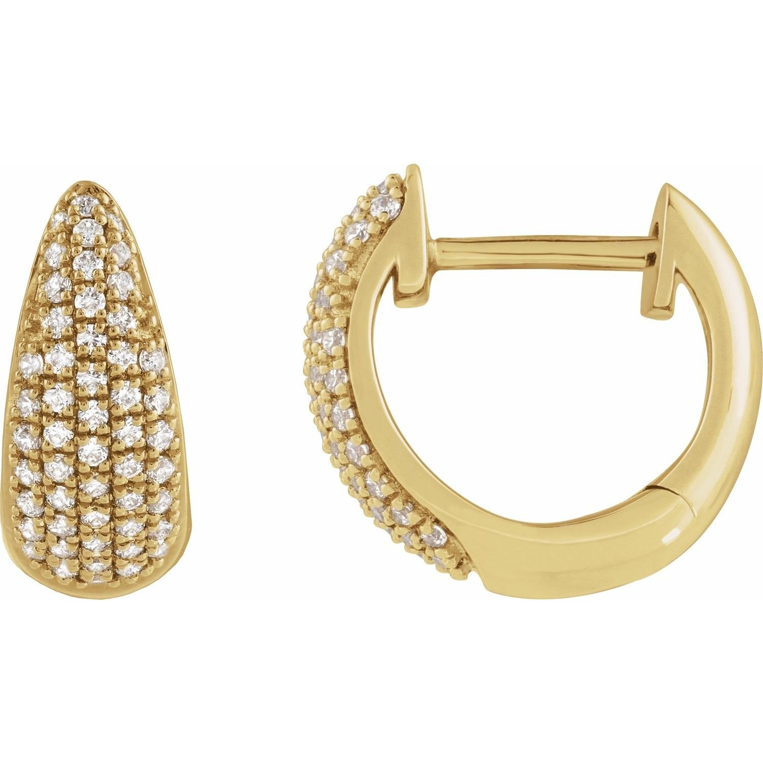 natural diamond hoop earrings in 14k Yellow Gold