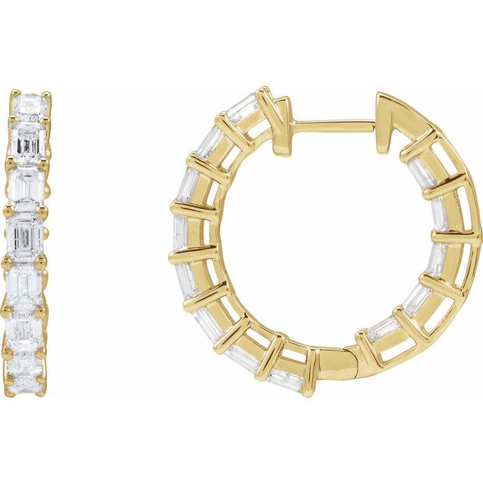 natural diamond hoop earrings in 14k Yellow Gold