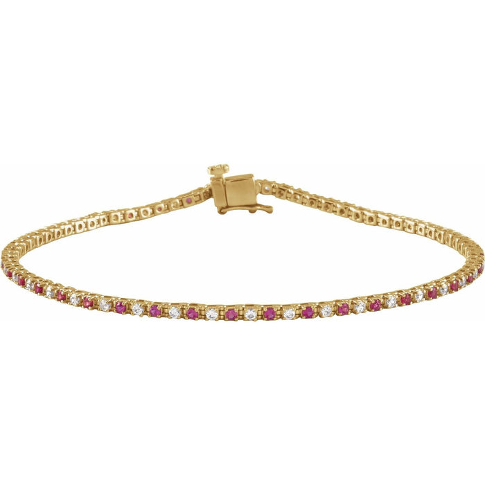 natural diamond tennis bracelet in 14k Yellow Gold