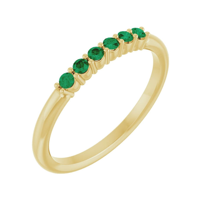 natural emerald stackable ring in 14k Yellow Gold