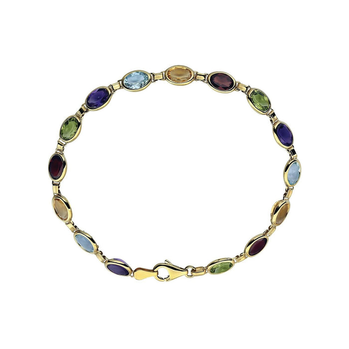 natural multi-gemstone tennis bracelet in 14k Yellow Gold