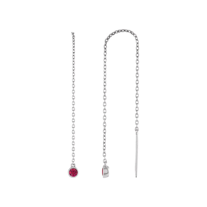 14K White Gold round natural ruby earrings