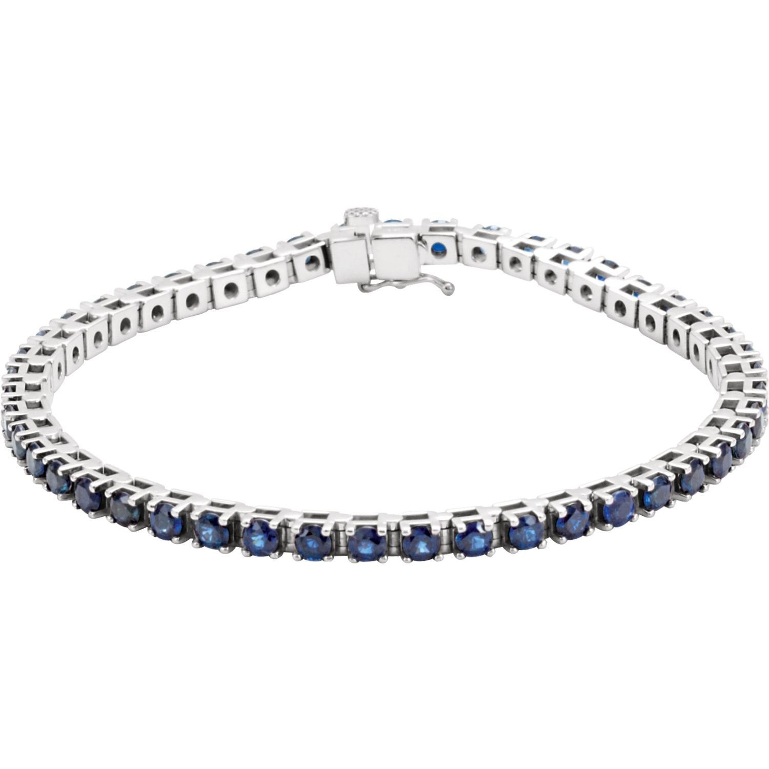 natural sapphire tennis bracelet in 14k White Gold