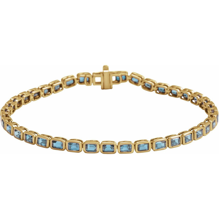 natural topaz tennis bracelet in 14k Yellow Gold