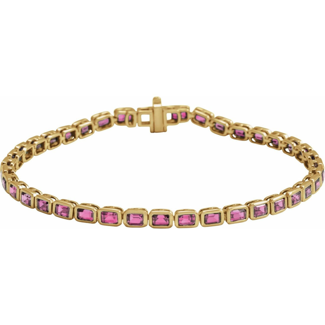 natural tourmaline tennis bracelet in 14k Yellow Gold