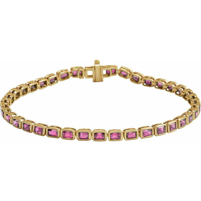 natural tourmaline tennis bracelet in 14k Yellow Gold