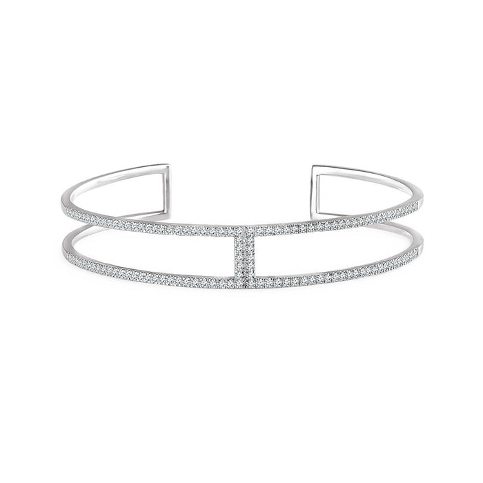 Negative-Space Diamond Cuff Bracelet in 14k white gold