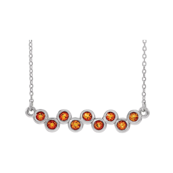 14K White Gold bar necklace set with nine bezel-set citrines