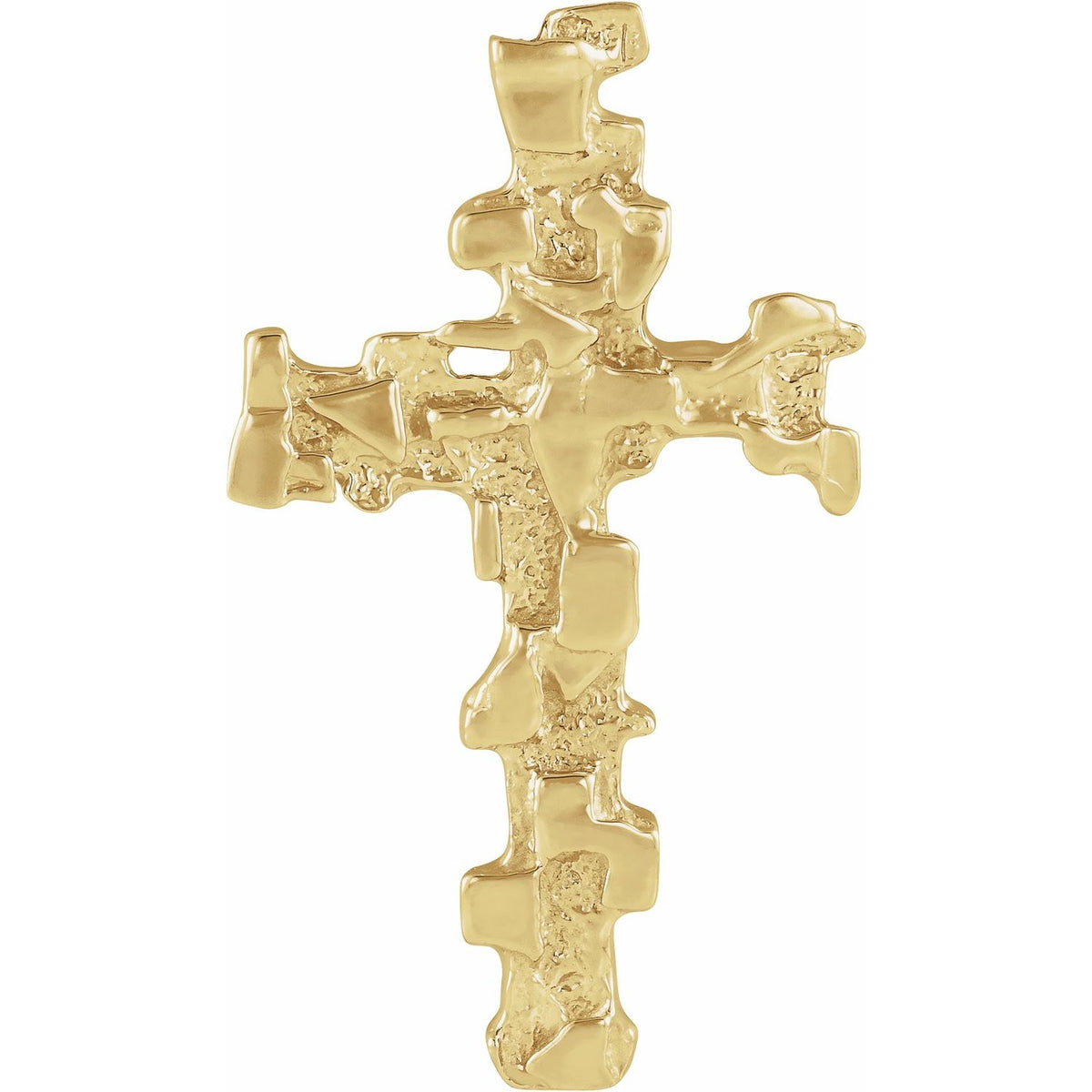Nugget Men's Cross Necklace in 14K Yellow Gold