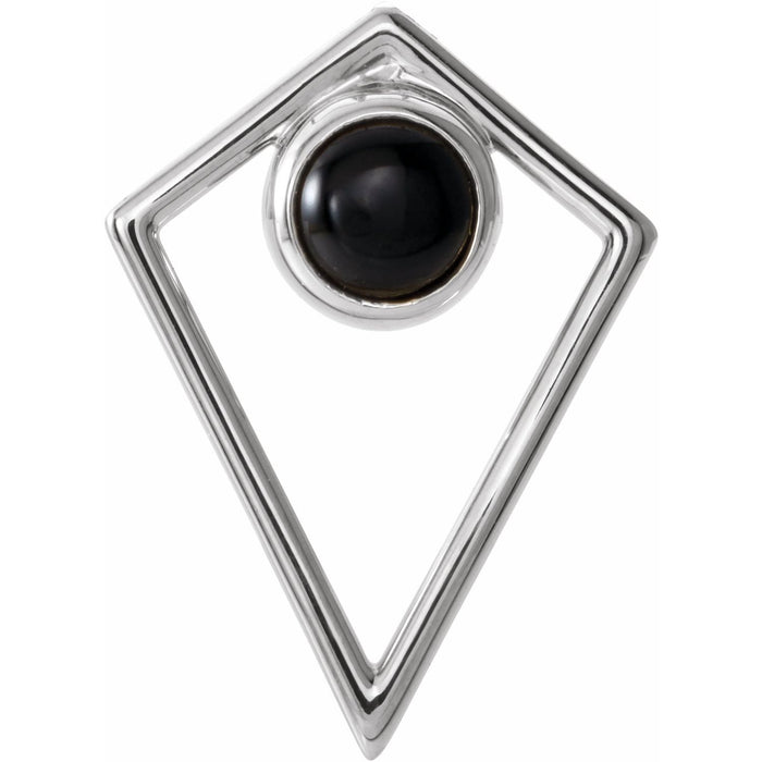 Pyramid Cabochon Black Onyx Pendant in 14K White Gold