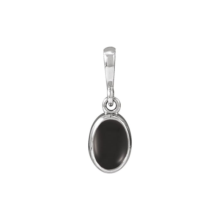 Solitaire Cabochon Black Onyx Pendant in 14K White Gold