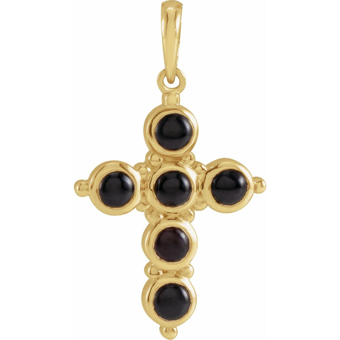 onyx cross pendant in 14k Yellow Gold