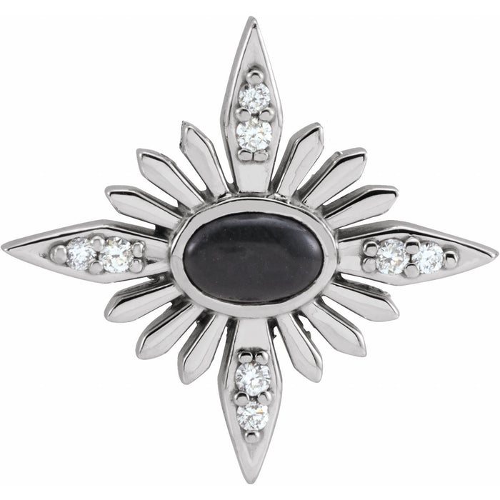 Diamond Black Onyx Pendant in 14K White Gold