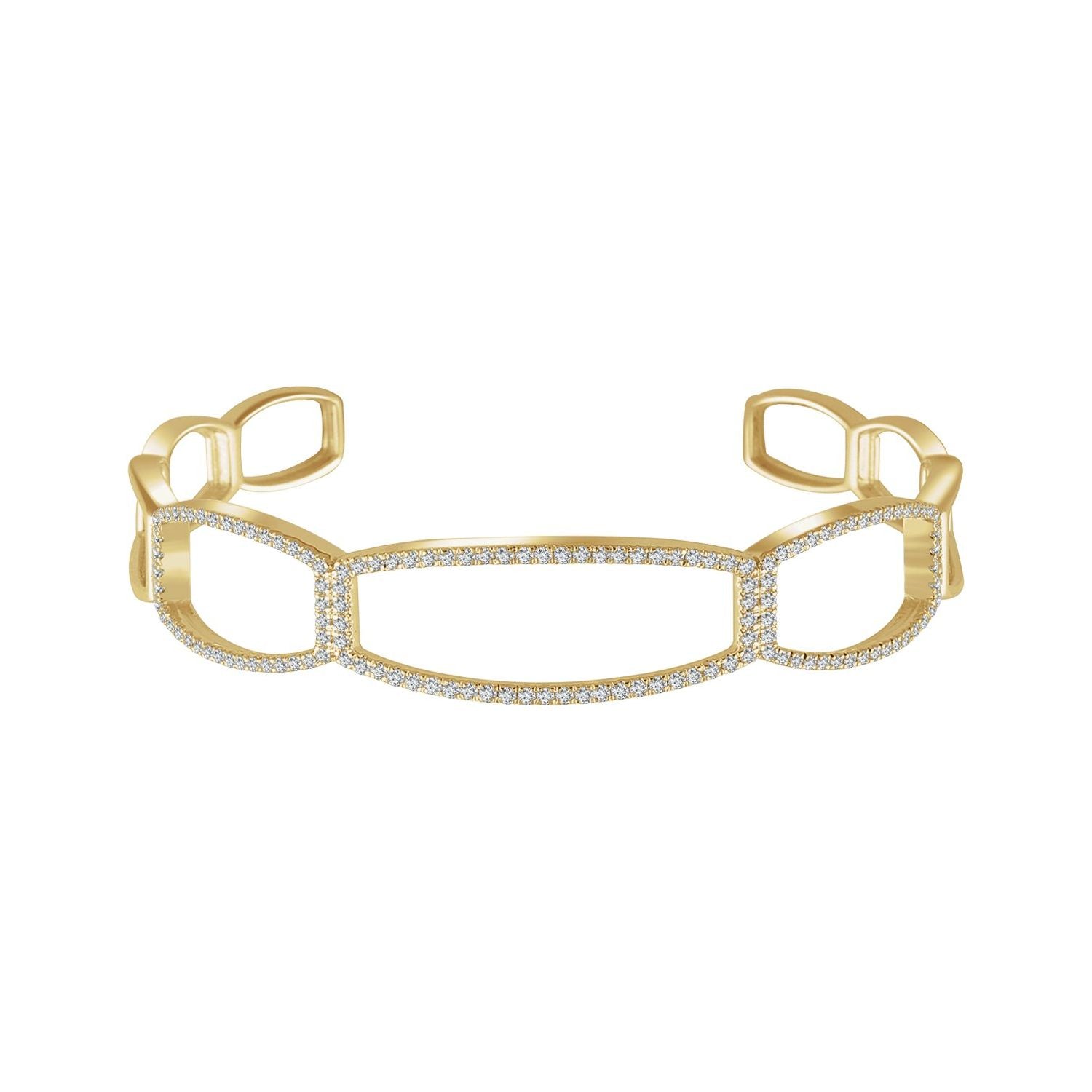 Open Diamond Cuff Bracelet in 14k yellow gold