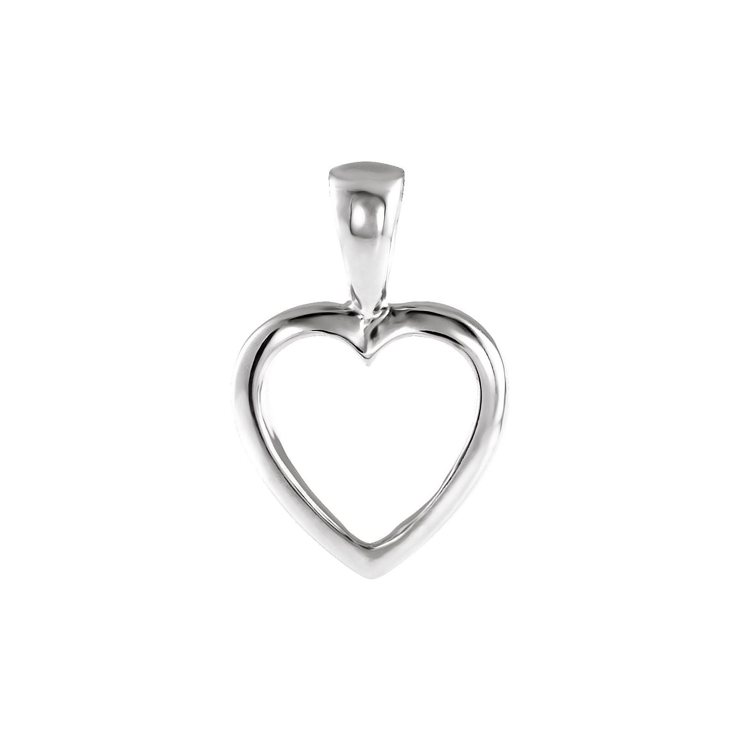 14K White Gold Open Heart Necklace