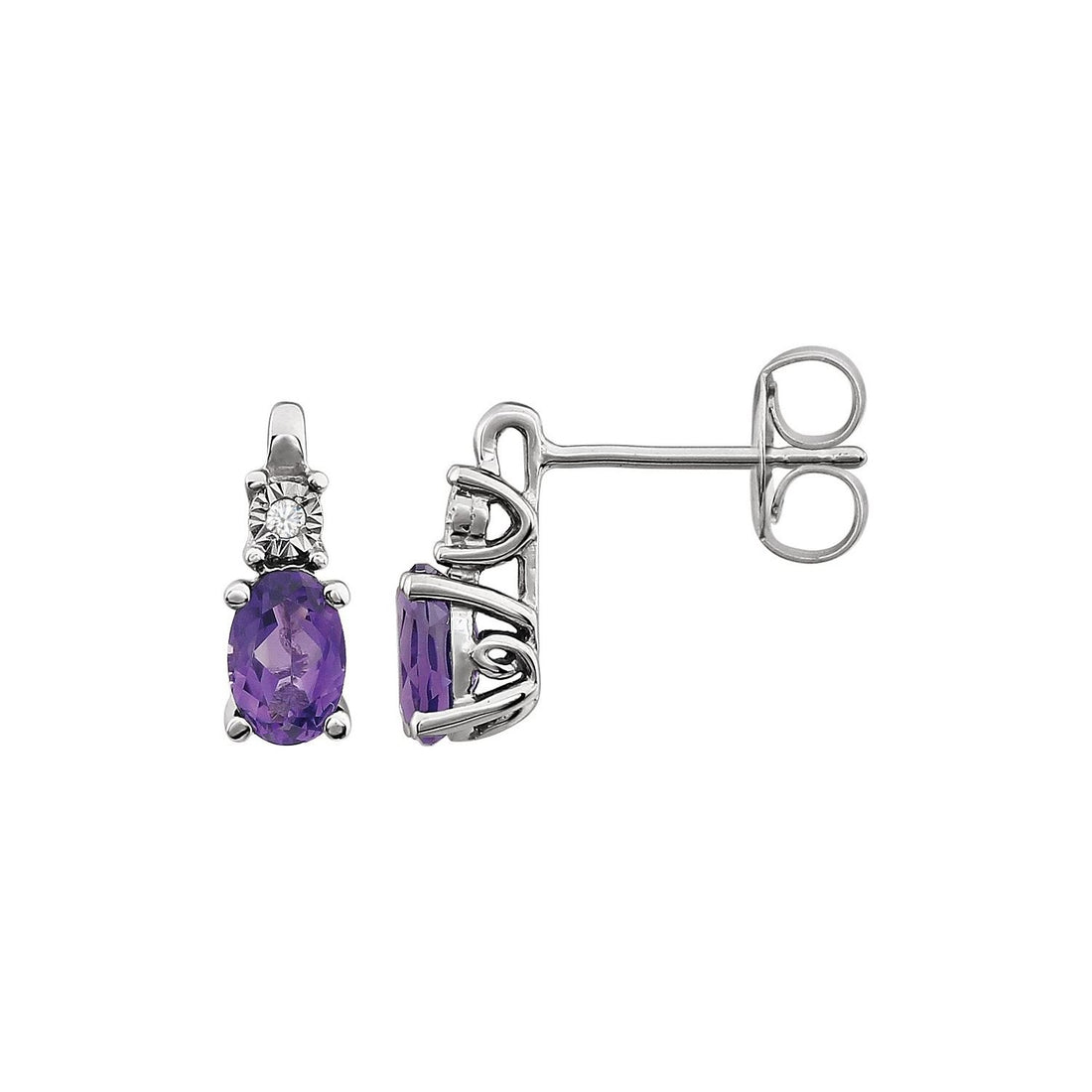 oval amethyst earrings in 14k White Gold