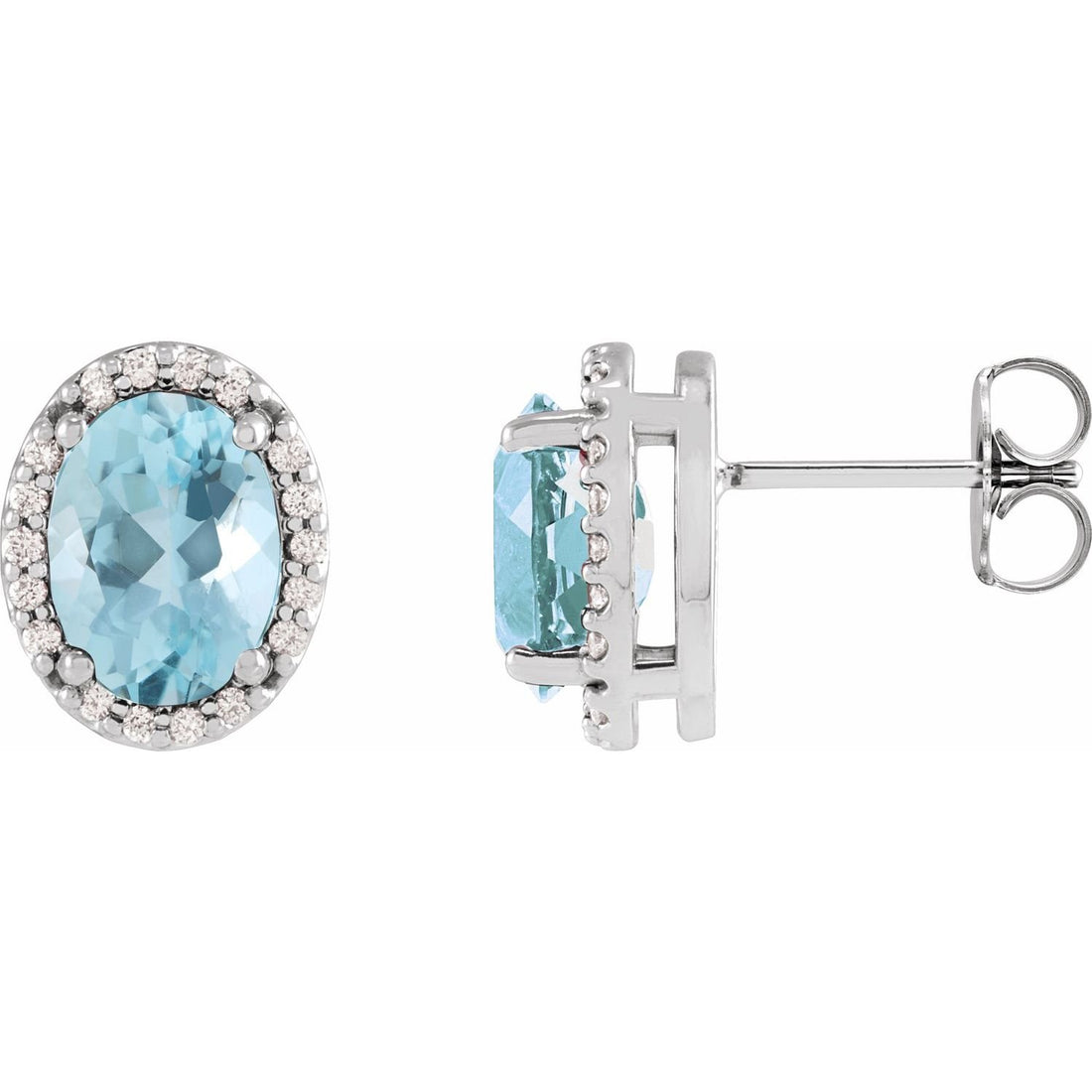 oval aquamarine earrings in 14k White Gold