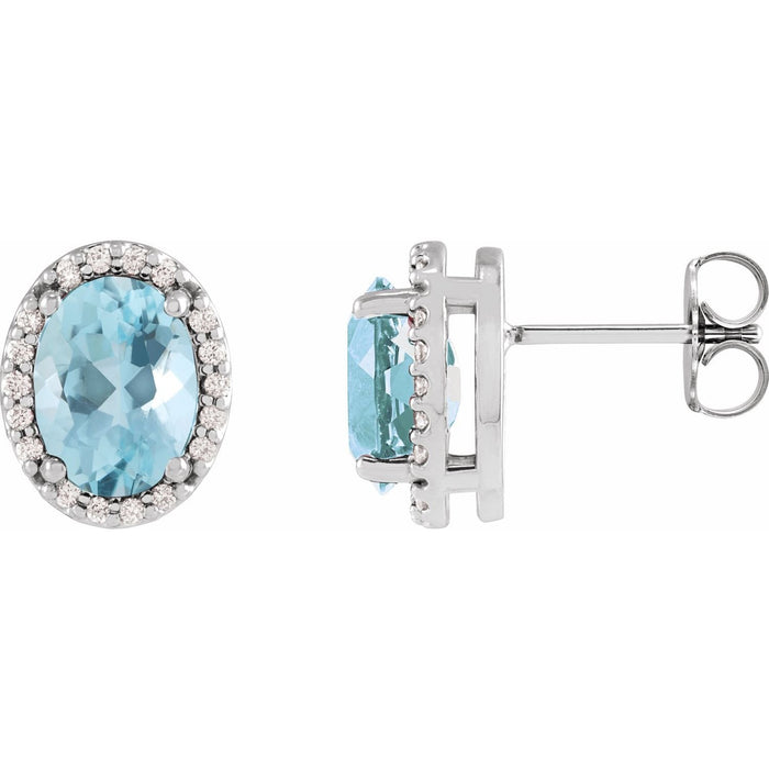 oval aquamarine earrings in 14k White Gold