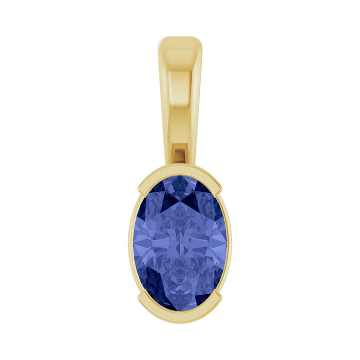 Oval Bezel-Set Tanzanite Pendant in 14K Yellow Gold