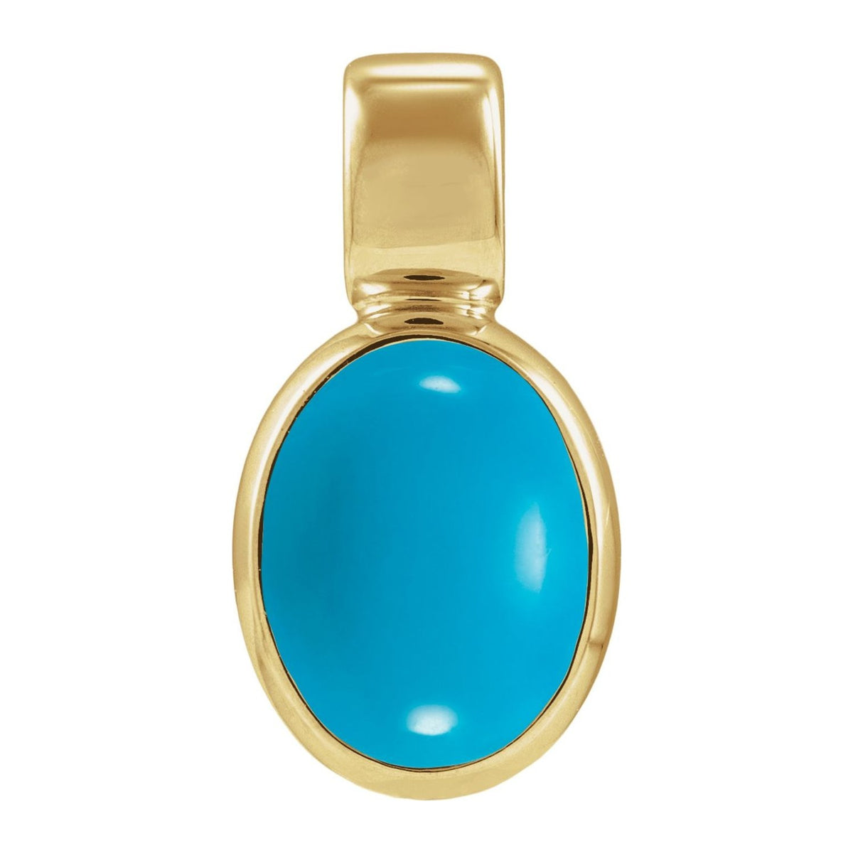 Oval Bezel-Set Turquoise Pendant in 14K Yellow Gold, 8x6 mm