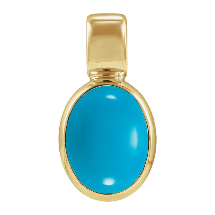 Oval Bezel-Set Turquoise Pendant in 14K Yellow Gold, 8x6 mm