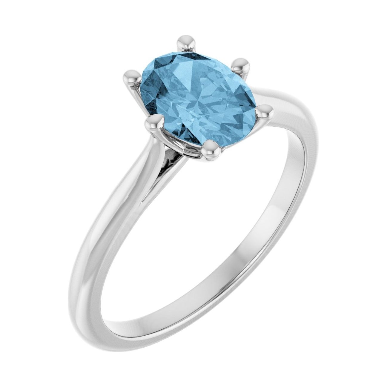 Oval Blue Topaz Solitaire Engagement Ring in 14K White Gold with 1.5 ct oval diamond