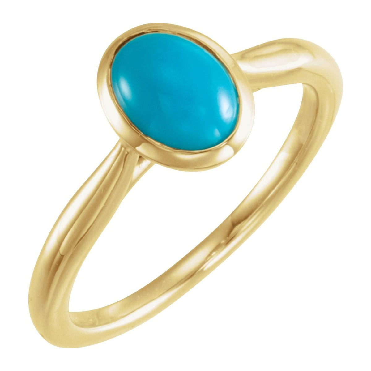 Oval Cabochon Turquoise Ring in 14K Yellow Gold, 8x6 mm