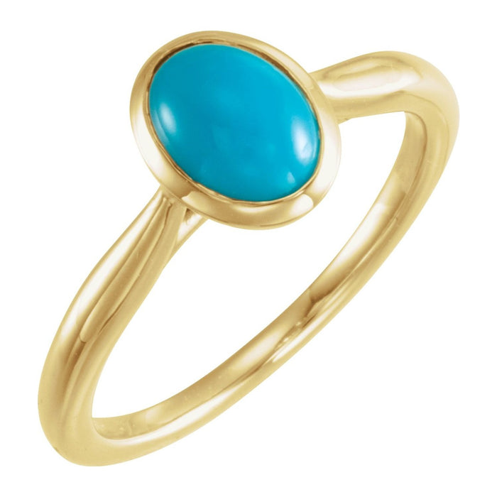 Oval Cabochon Turquoise Ring in 14K Yellow Gold, 8x6 mm