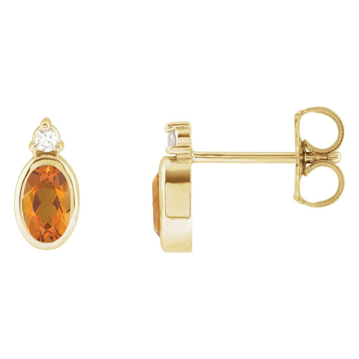 oval citrine earrings in 14k Yellow Gold