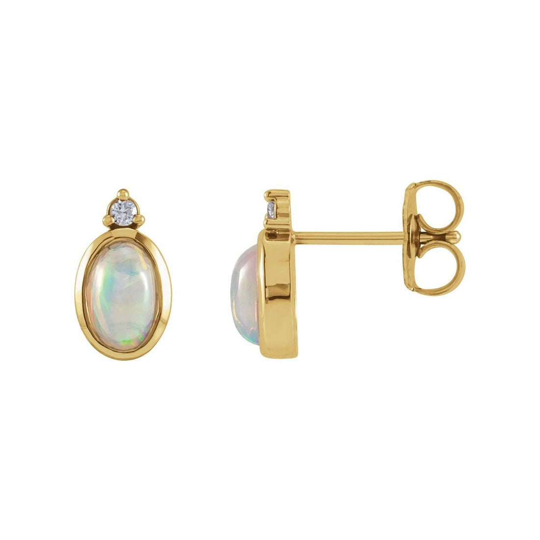 oval ethiopian opal earrings in 14k Yellow Gold