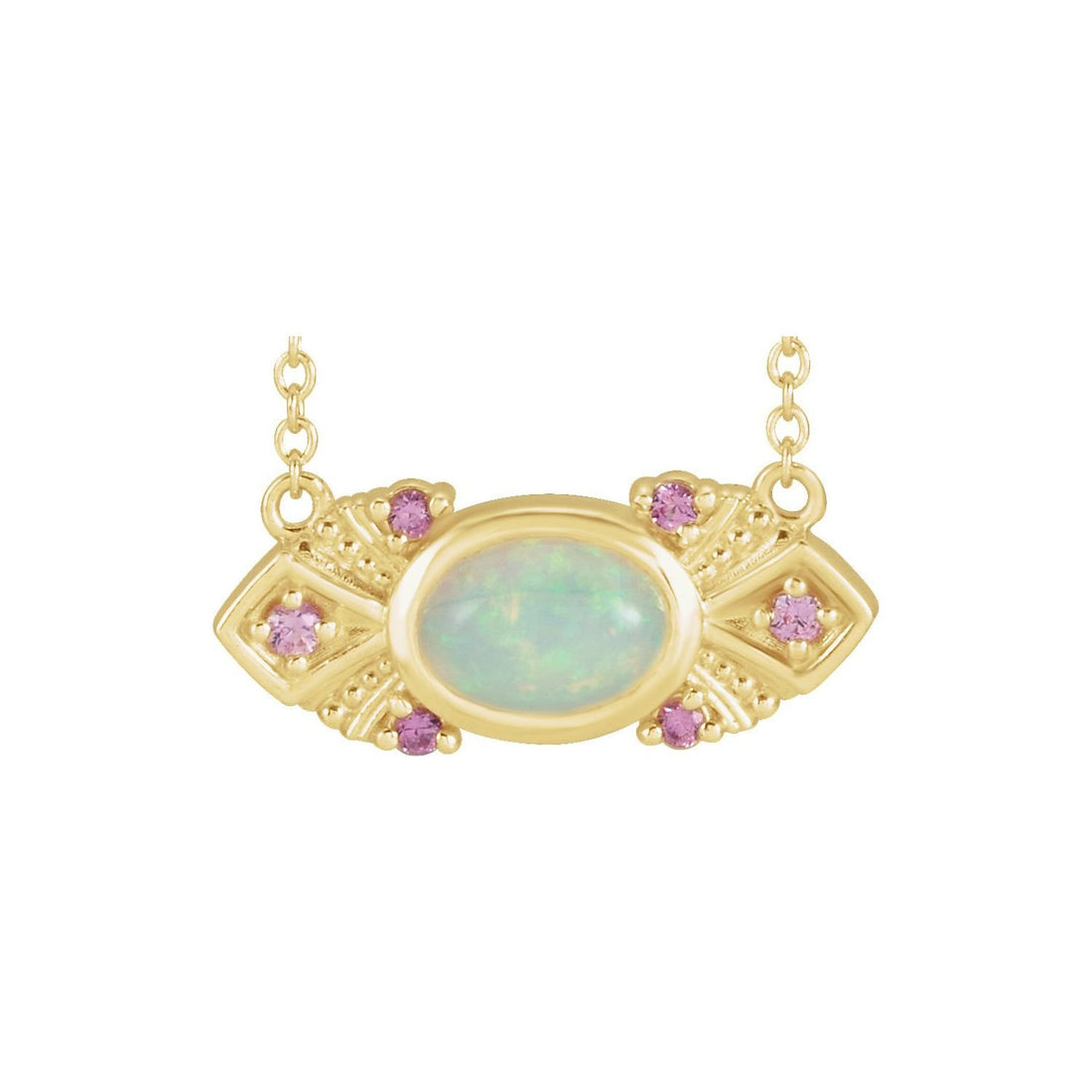 oval ethiopian opal necklace in 14k Yellow Gold