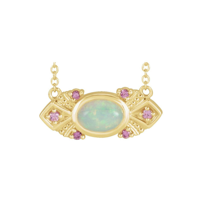 oval ethiopian opal necklace in 14k Yellow Gold