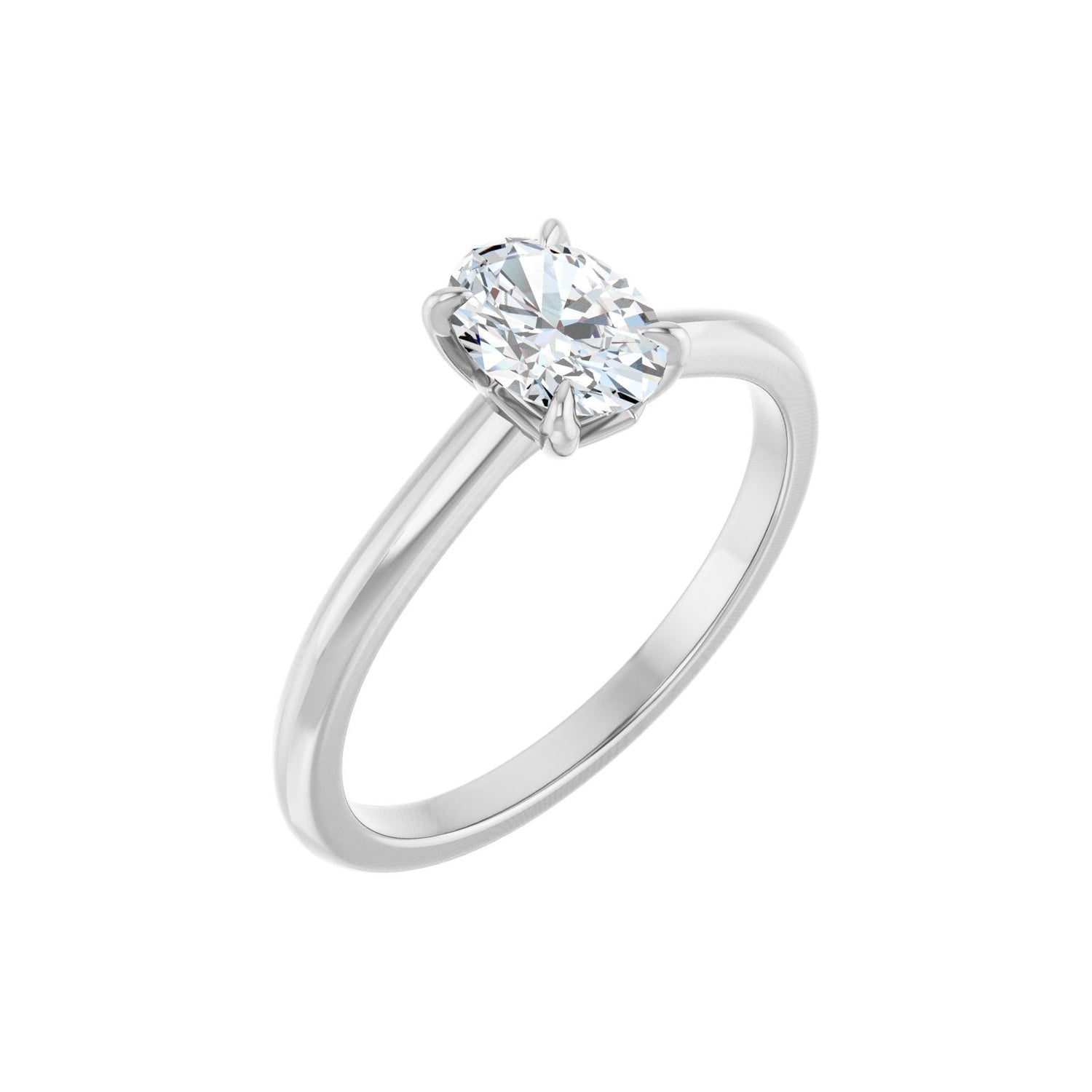 0.75 ct oval lab-grown diamond claw-prong solitaire engagement ring in 14K White Gold