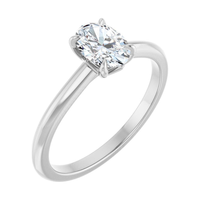 Oval Diamond Claw-Prong Solitaire Engagement Ring in 14K White Gold with 1.0 ct oval diamond