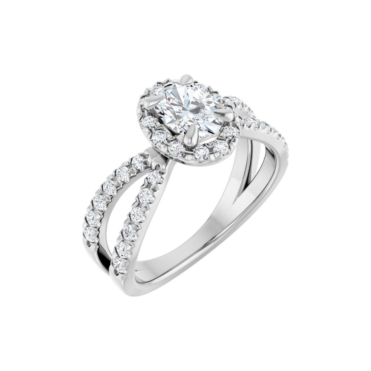 Oval Lab-Grown Diamond French-Set Halo Engagement Ring