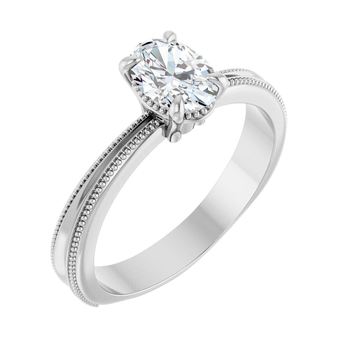 Oval Diamond Solitaire Classic Engagement Ring in 14K White Gold with 1.0 ct oval diamond