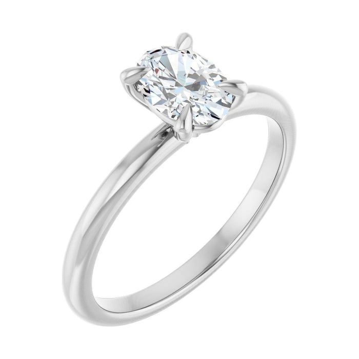 Oval Diamond Solitaire Engagement Ring in 14K White Gold with 0.5 ct oval diamond