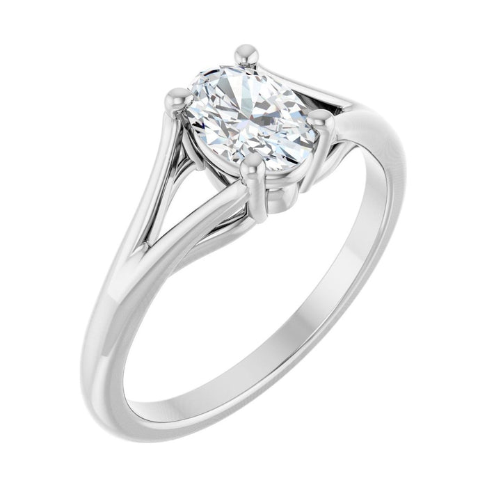 Oval Diamond Split-Shank Engagement Ring in 14K White Gold with 0.5 ct oval diamond