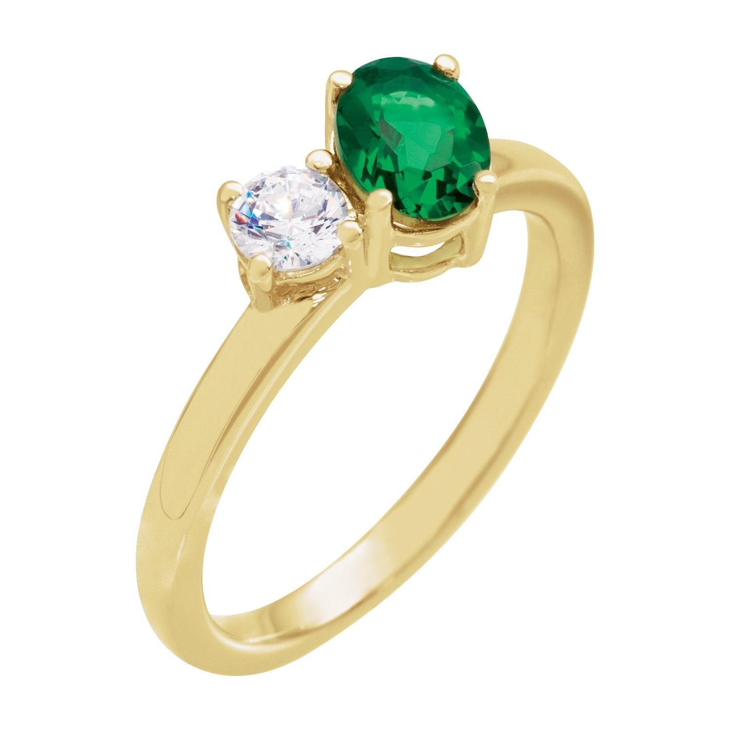 oval lab-grown emerald ring in 14k Yellow Gold