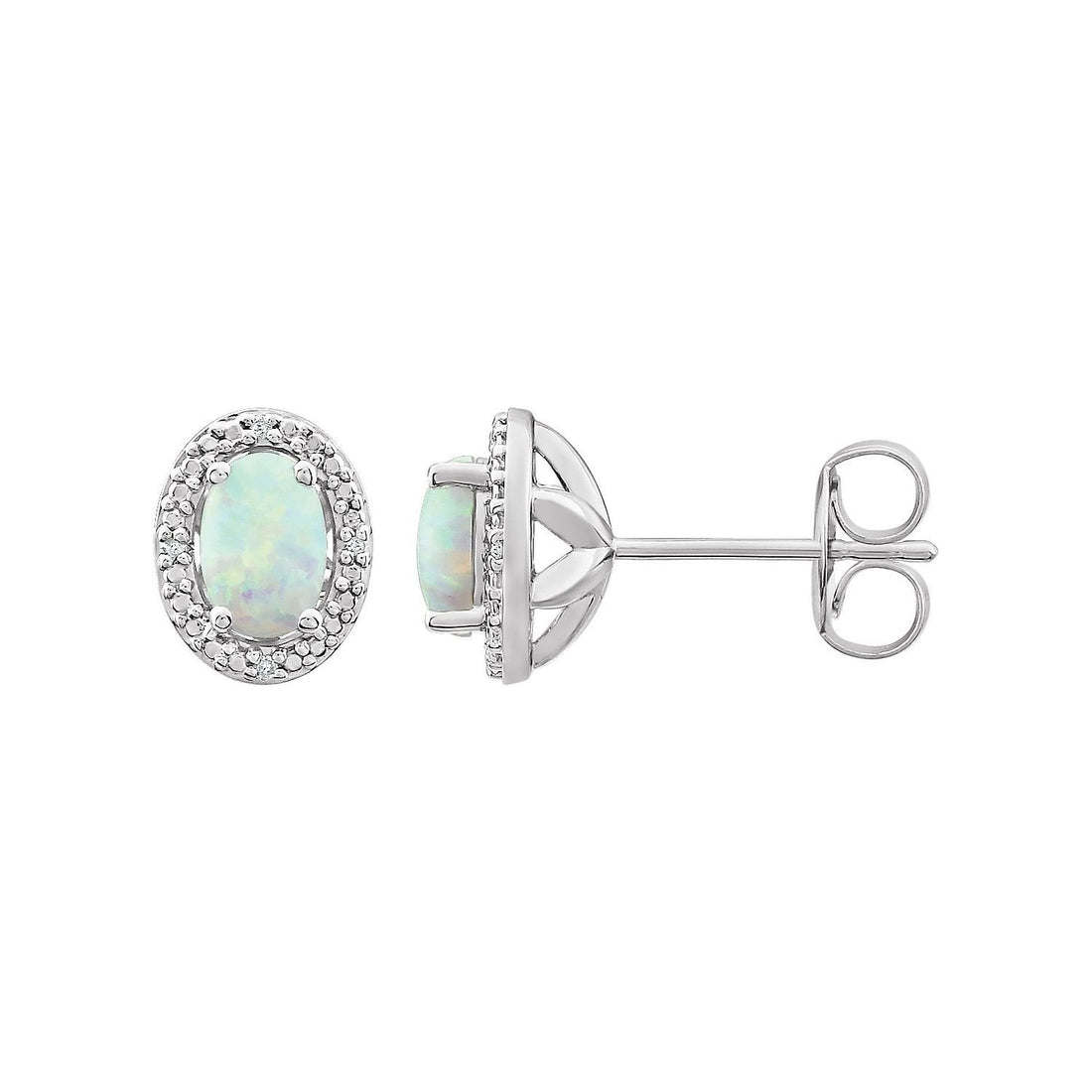 oval lab-grown opal earrings in sterling silver in Sterling Silver