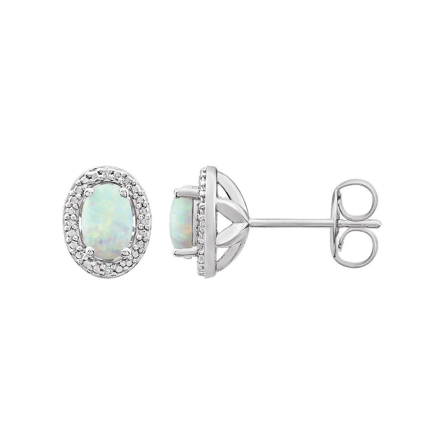 oval lab-grown opal earrings in sterling silver in Sterling Silver