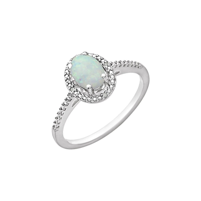 oval lab-grown opal ring in sterling silver in Sterling Silver