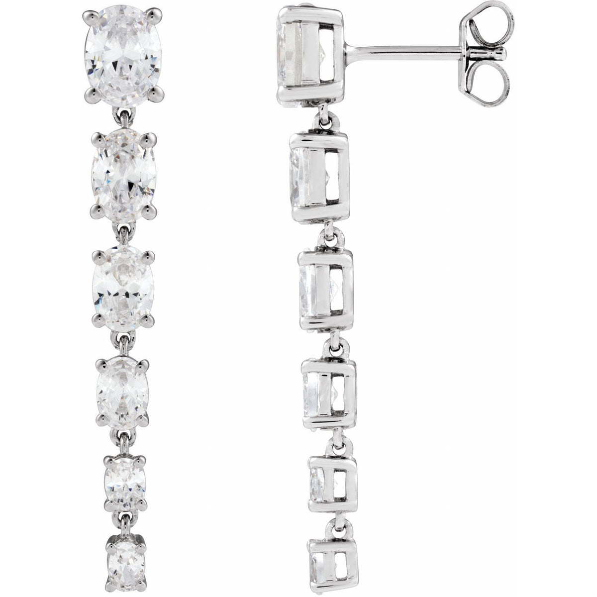 Oval Line Lab-Grown Diamond Drop Earrings (3 1/4 ctw) in 14K White Gold